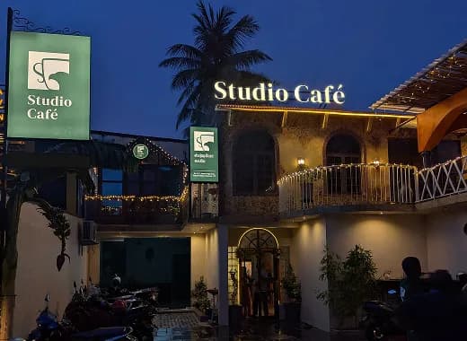 Studio Café exterior and shopfront signage