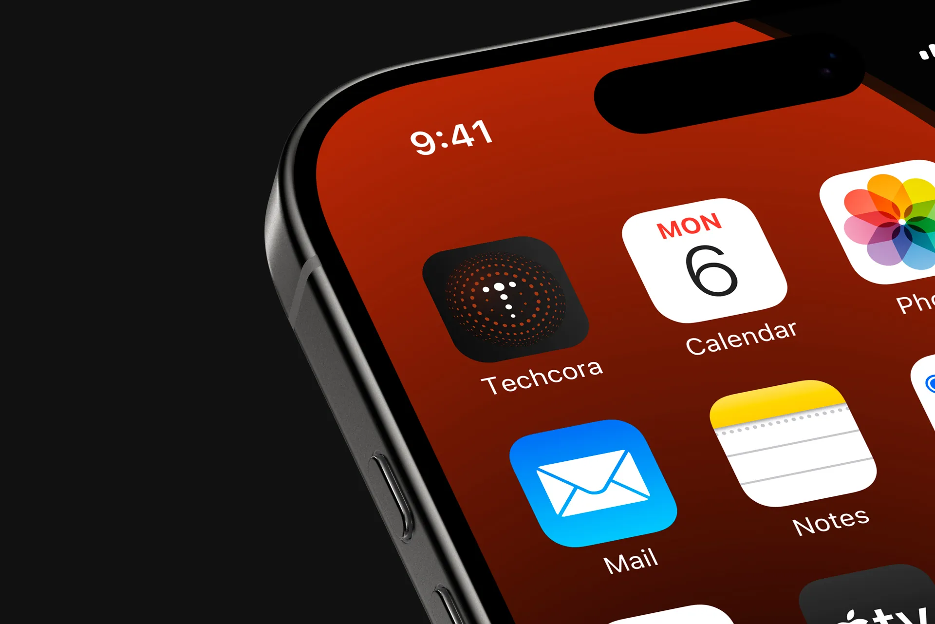 Techcora app icon on an iPhone home screen